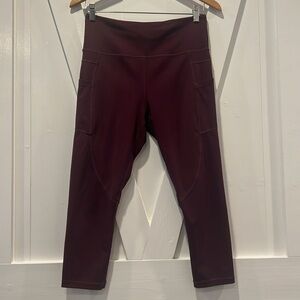 Zyia Active Wine Purple Pocket Capri Leggings Size 8-10